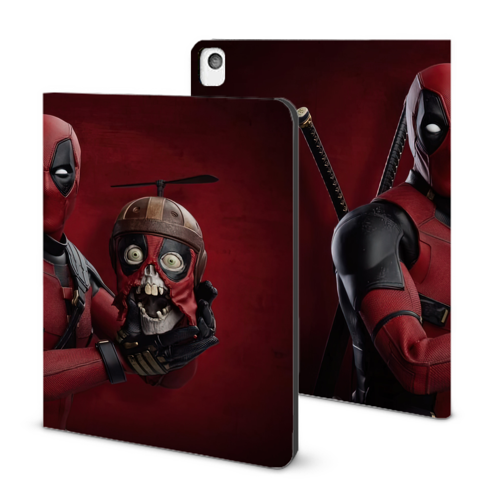（画像用） Deadpool デッドプール IPadケース ペンホルダー付き ブックスタイルデザイン